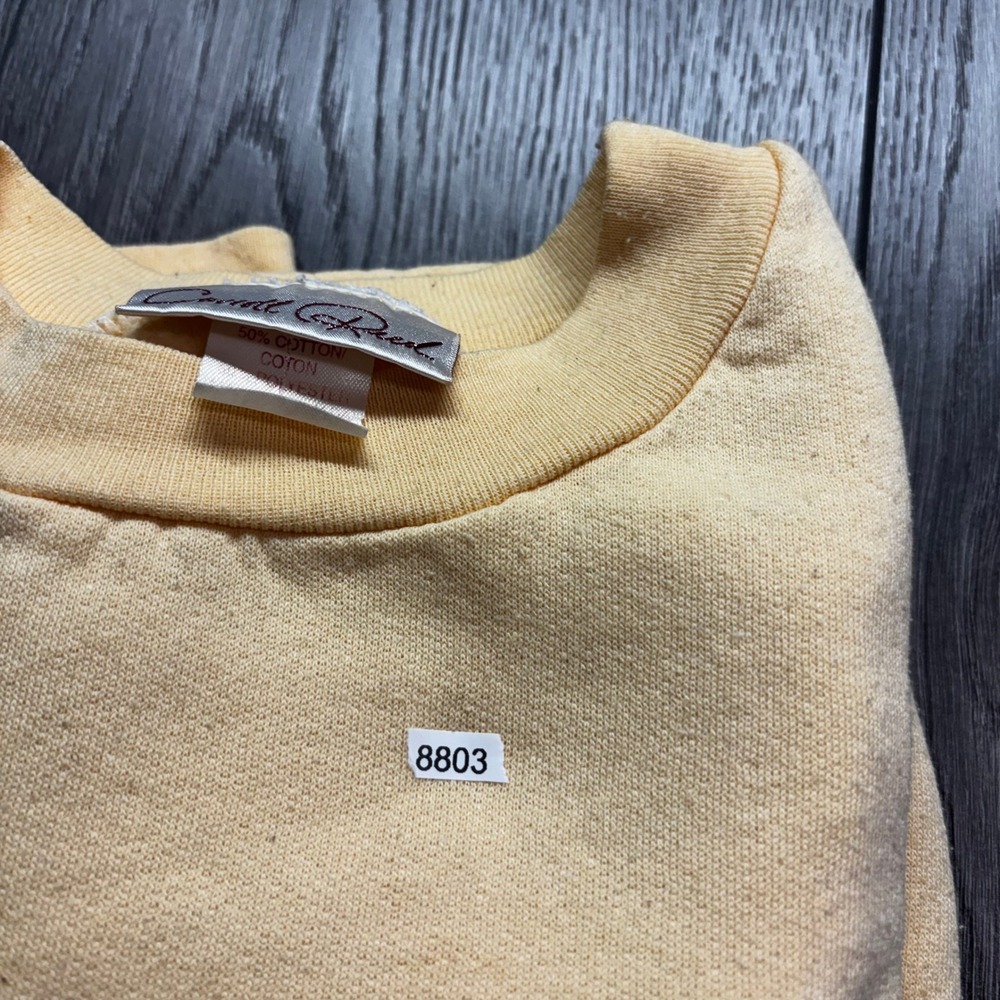 Vintage Carroll Reed Yellow Garden Graphic Sweatshirt 90s Cottagecore Large - Picture 9 of 9